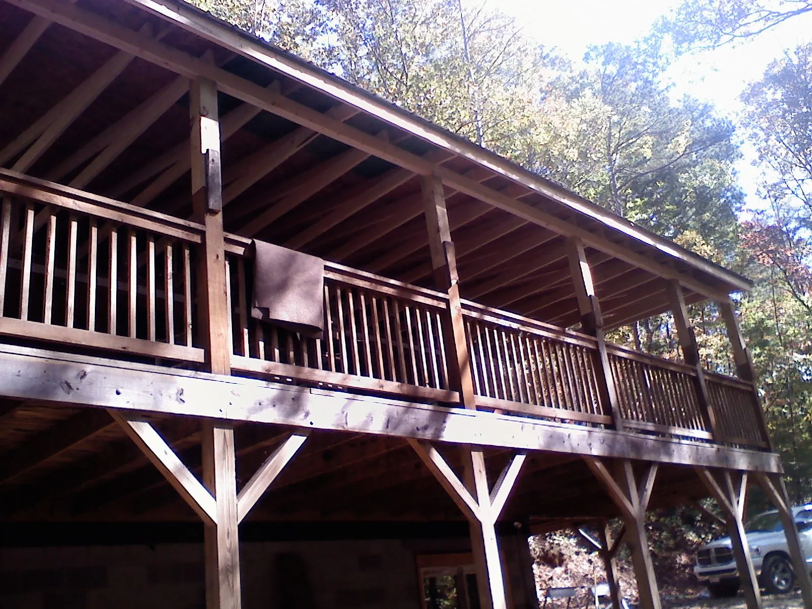 Timber framing under a new elevated porch and deck — Roof Leak Repair in Corvallis by Roofing Brothers